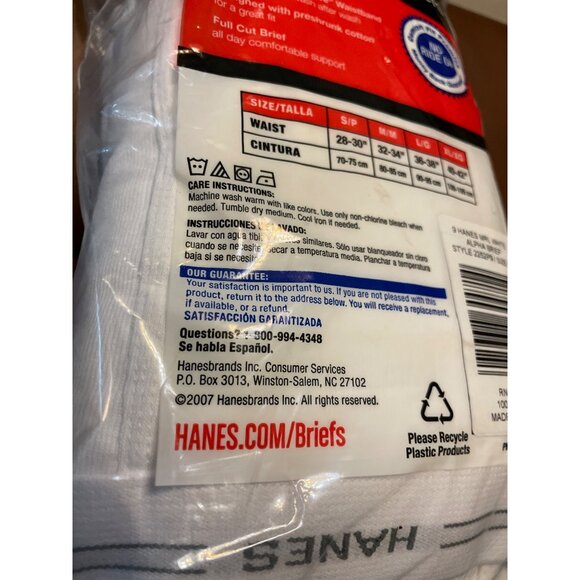 Hanes Mens 9-Pack White Briefs Comfort Fit Enhanced Waistband Size L/G 36-38 Inc - Picture 7 of 7